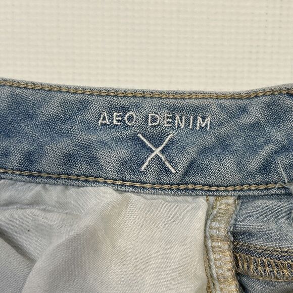 American Eagle 00 Hi Rise Jegging 360 Super Stretch Destroyed Denim Jeans 23x28 - Picture 13 of 16
